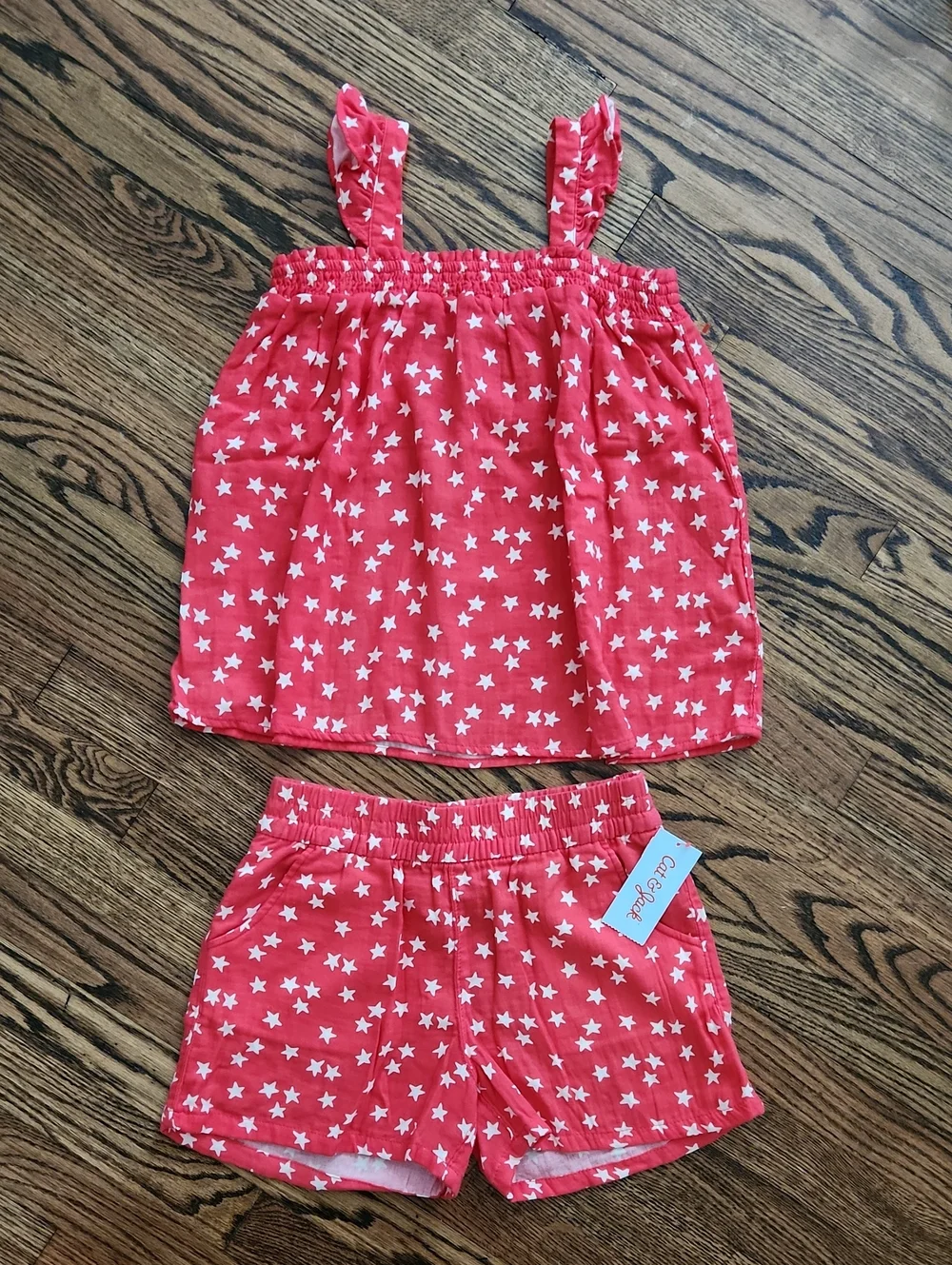 Cat & Jack Red Star Tank Top and Shorts Set Size 10/12
